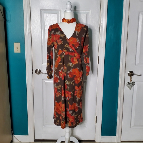 J. Jill Dress XS Midi Dress Brown - Picture 13 of 16